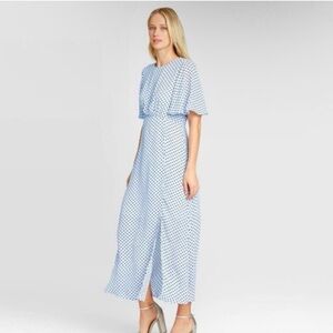 NWT Who What Wear Blue Dot Flutter Sleeve Maxi Dress Size XS/4 or 6